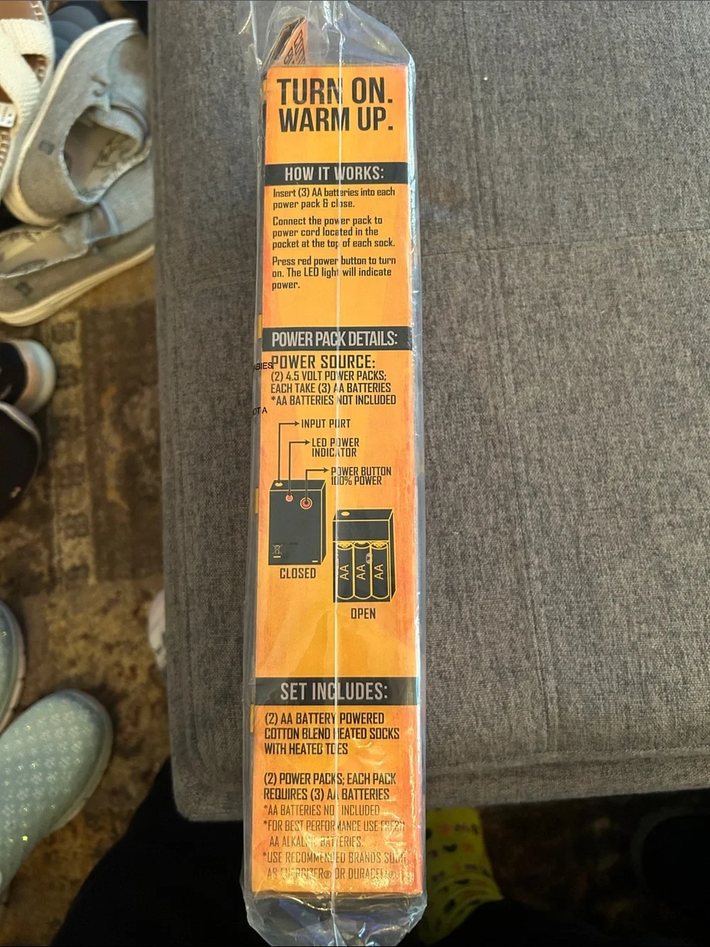 ActionHeat AA Battery Heated Socks — Black with Orange Accents